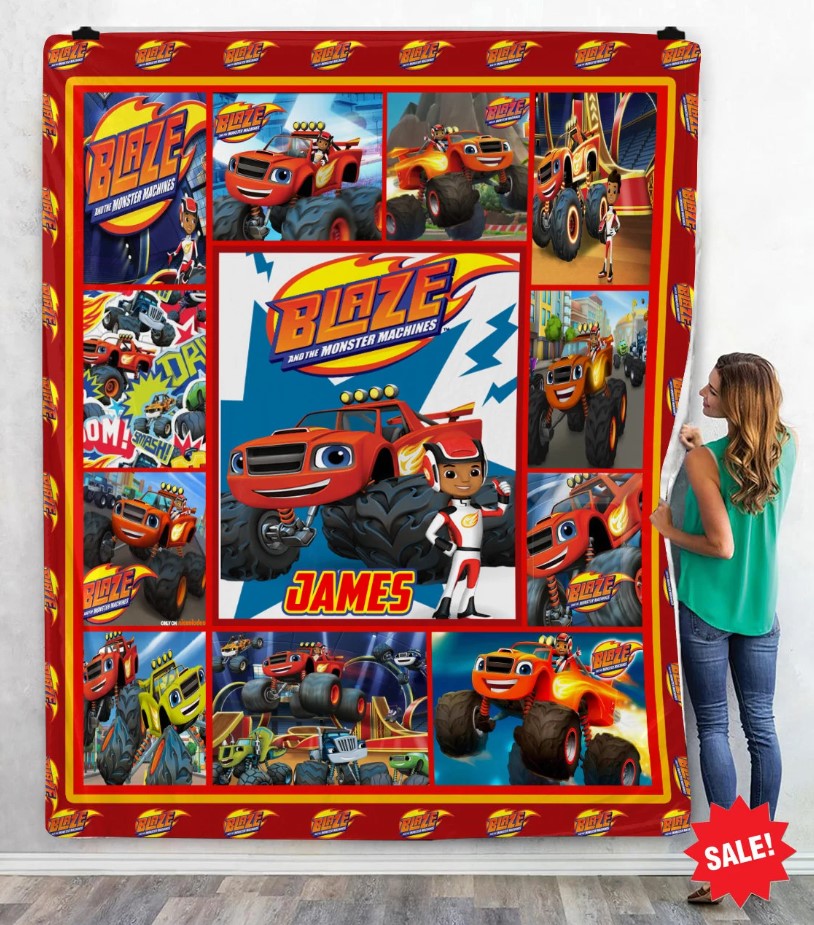 Personalized Blaze And The Monster Fleece Blanket Blaze And The Monster Machines Theme Party Custom Kids Blanket